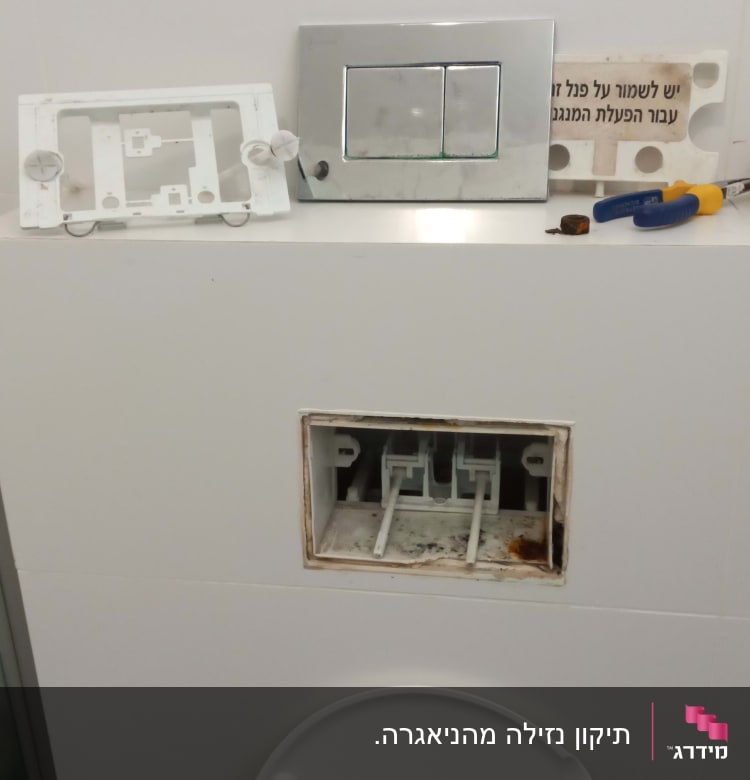 לחצן הדחה כפול, מברג, פלייר, מכסה אסלה